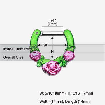Detail View 1 of Colorline Rose Garden Icon Septum Clicker-Green/Pink